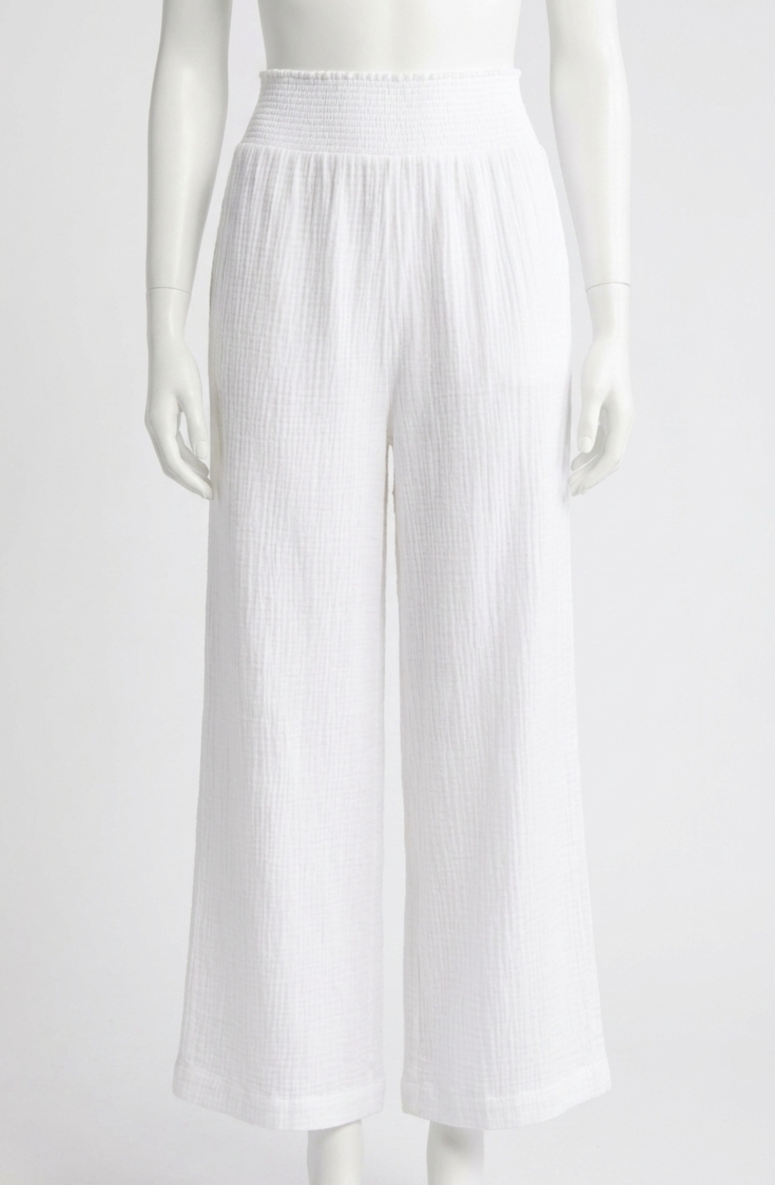 NEW Z SUPPLY cassidy gauze full length pant in white